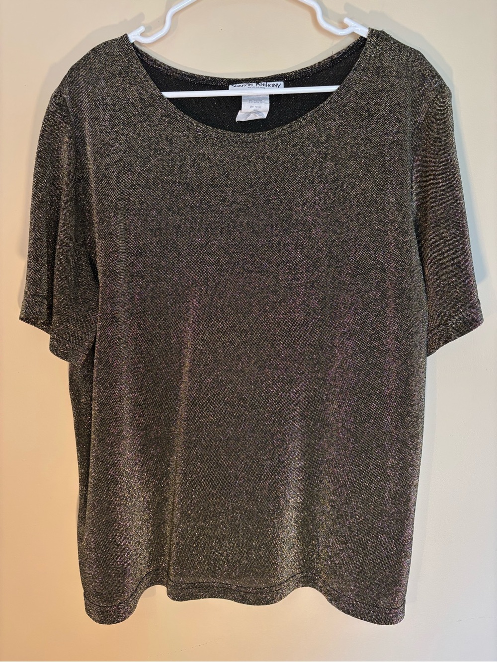 Shannon Anthony Metallic Short Sleeve Crewneck Tee - Metallic Black